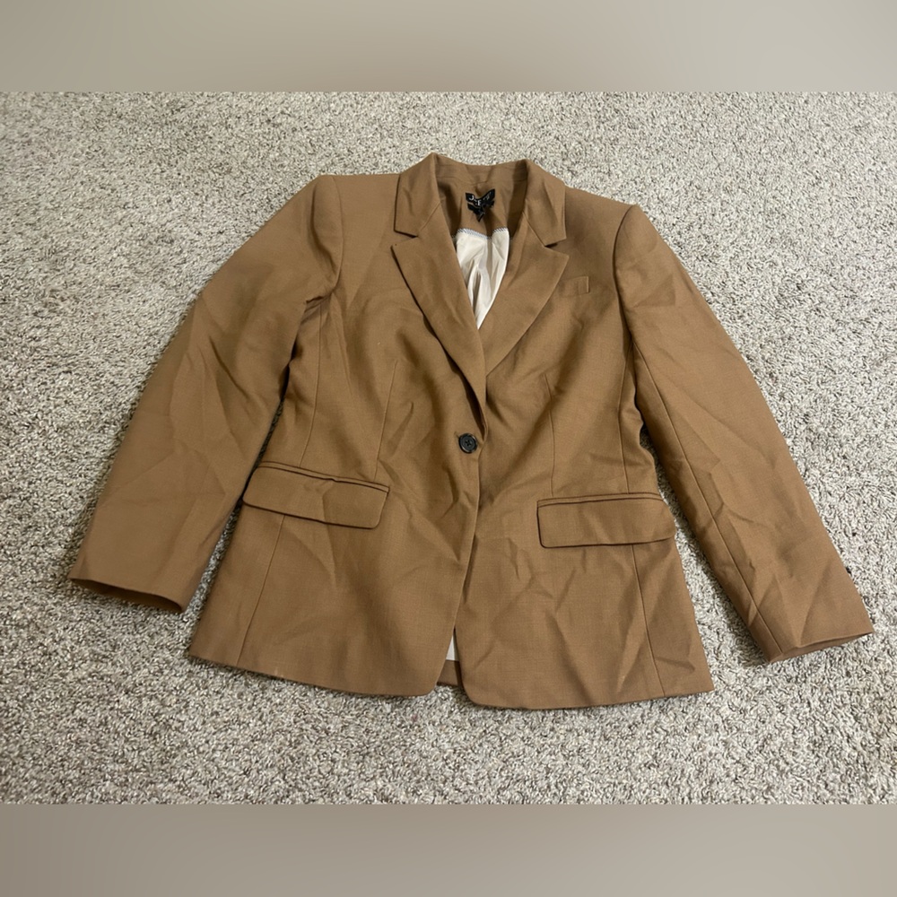 J. Crew Helena Blazer Camel Brown Wool Blend Italian Fabric Women's Size 8P Fall